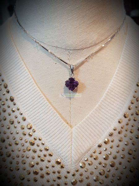 0787-Dây chuyền nữ-Amethyst rock silver plated necklace9