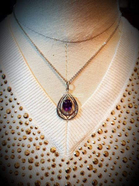 0776-Dây chuyền nữ-Amethyst silver necklace10