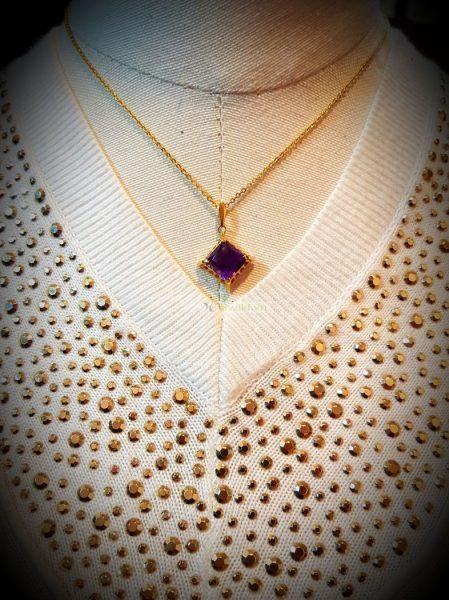 0802-Dây chuyền nữ-Amethyst gem stone necklace8