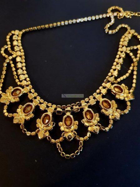 0784-Dây chuyền nữ-Bridal red tone necklace4