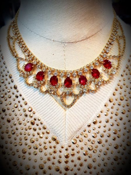0784-Dây chuyền nữ-Bridal red tone necklace12