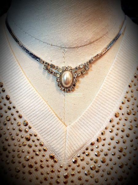 0783-Dây chuyền nữ-Stainless faux pearl crystal necklace8