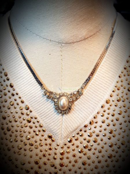 0783-Dây chuyền nữ-Stainless faux pearl crystal necklace9