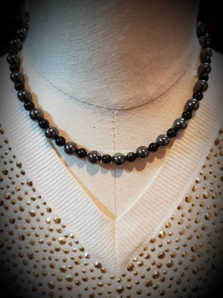 0860-Dây chuyền nữ-Black & gray rock necklace11
