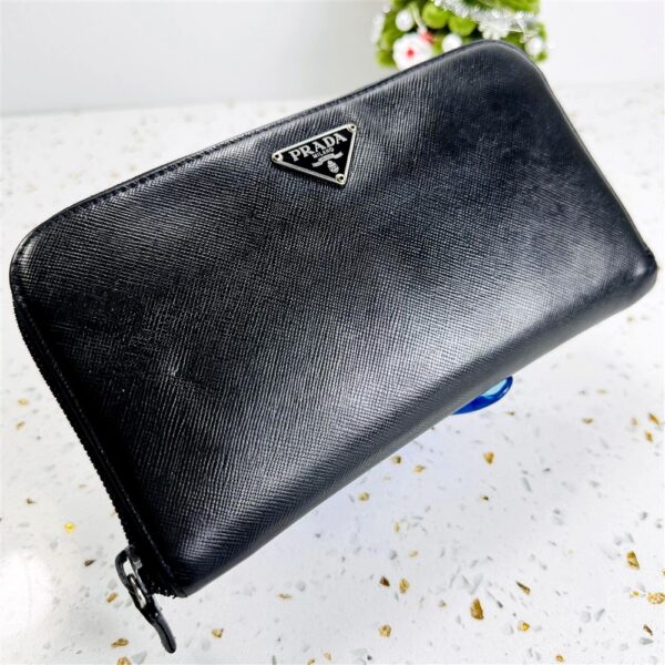 1660-Ví dài nữ-PRADA Taurillon black leather Round zip wallet-Đã sử dụng5