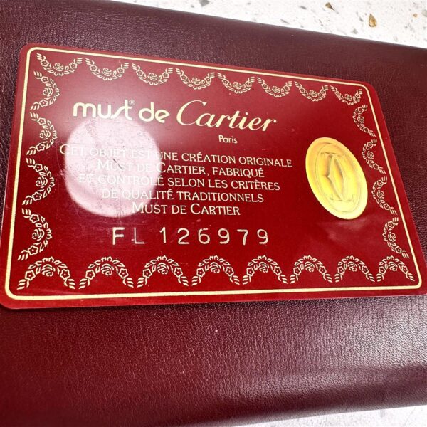 1725-Ví nữ/nam-CARTIER Mustline Burgundy leather compact wallet-Đã sử dụng18