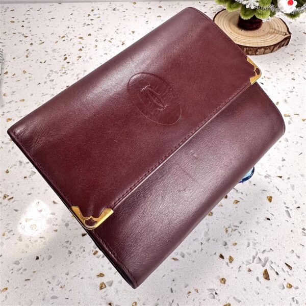 1726-Ví nữ/nam-CARTIER Mustline Burgundy leather compact wallet-Đã sử dụng1
