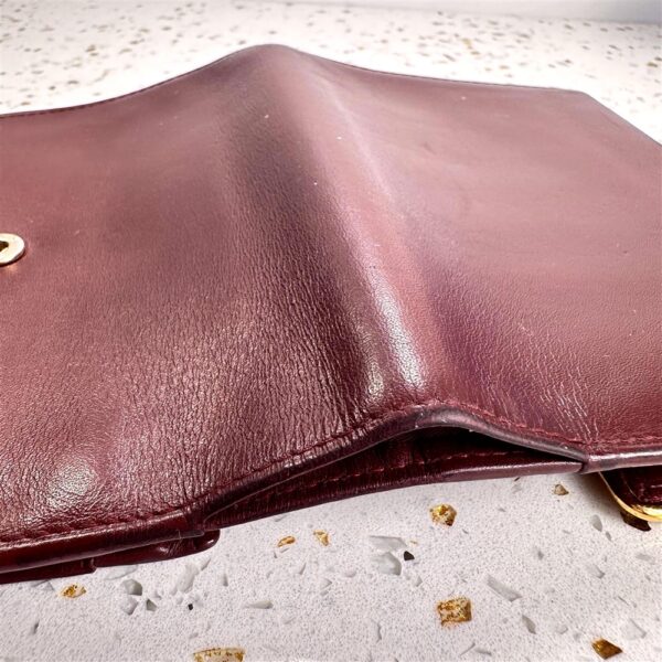 1726-Ví nữ/nam-CARTIER Mustline Burgundy leather compact wallet-Đã sử dụng12