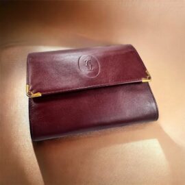 1726-Ví nữ/nam-CARTIER Mustline Burgundy leather compact wallet-Đã sử dụng