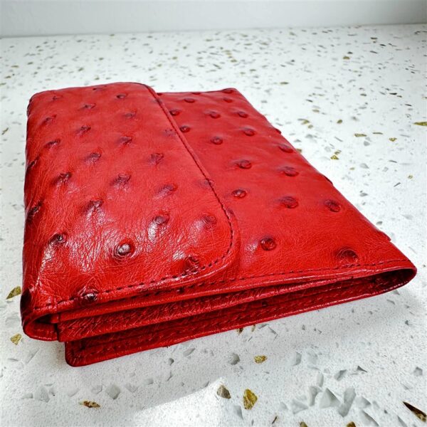 1675-Ví vuông nữ/nam-Ostrich red leather wallet-Khá mới2