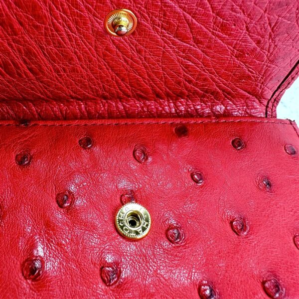 1675-Ví vuông nữ/nam-Ostrich red leather wallet-Khá mới8