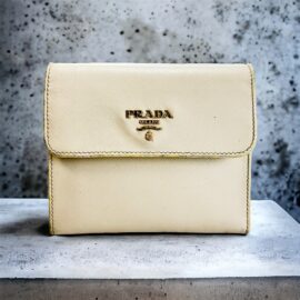 1702-Ví vuông nam/nữ-PRADA bifold white leather wallet-Đã sử dụng