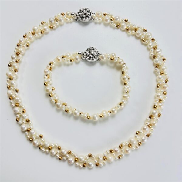 0840-Dây chuyền nữ+Lắc tay-Multi Baroque freshwater pearl necklace & bracelet-Khá mới2