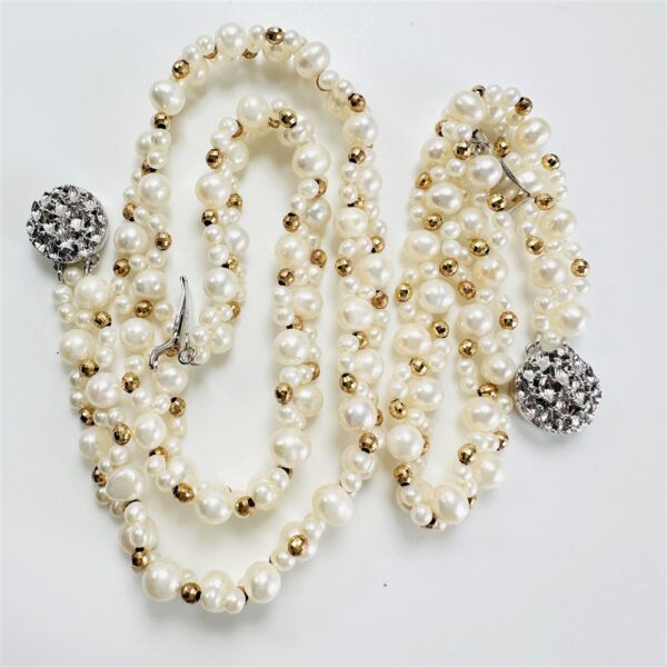 0840-Dây chuyền nữ+Lắc tay-Multi Baroque freshwater pearl necklace & bracelet-Khá mới4