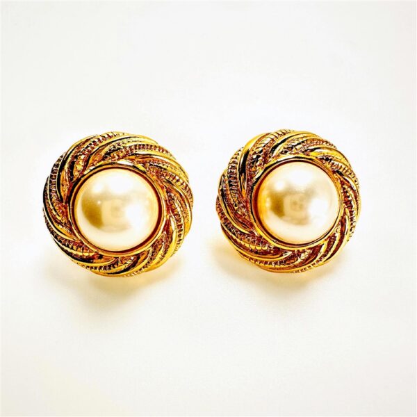 0883-Bông tai nữ-Avon faux pearl gold plated clip earrings-Khá mới1