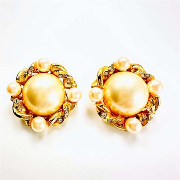 0988-Bông tai nữ-Faux pearl gold plated clip Earrings-Khá mới1