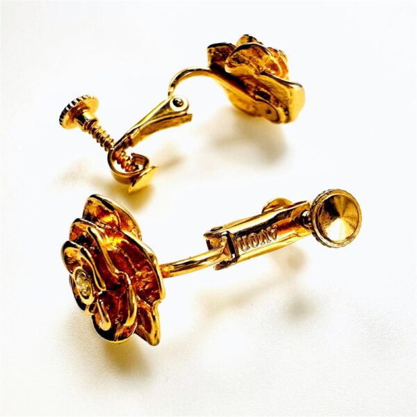 0904-Bông tai nữ-Avon flower gold plated clip earrings-Đã sử dụng2