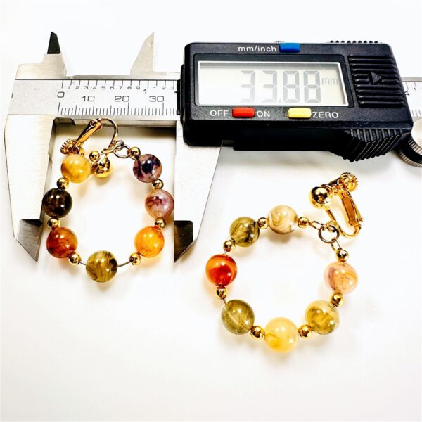0887-Bông tai nữ-Faux gem stone gold plated clip earrings-Khá mới4