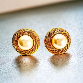 0883-Bông tai nữ-Avon faux pearl gold plated clip earrings-Khá mới