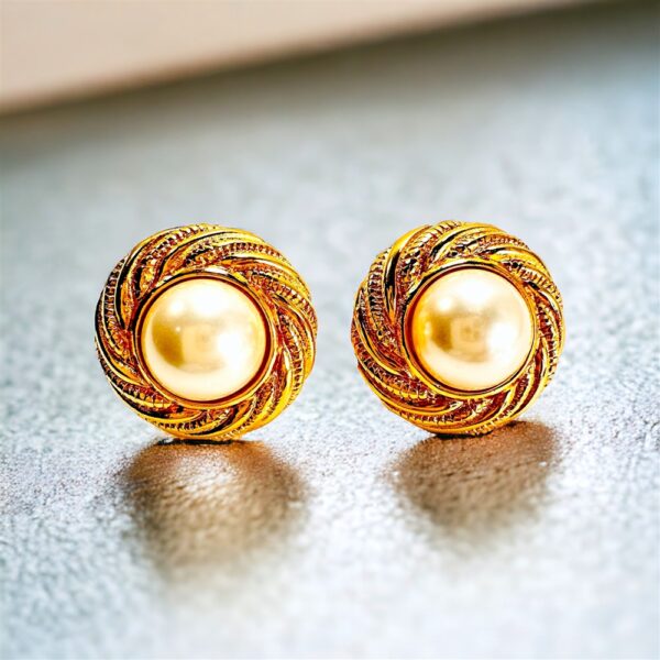 0883-Bông tai nữ-Avon faux pearl gold plated clip earrings-Khá mới0