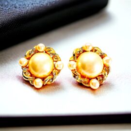 0988-Bông tai nữ-Faux pearl gold plated clip Earrings-Khá mới