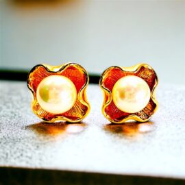 0879-Bông tai nữ-Faux pearl gold plated clip earrings-Khá mới
