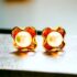 0879-Bông tai nữ-Faux pearl gold plated clip earrings-Khá mới0