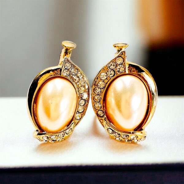 0901-Bông tai nữ-Faux pearl gold plated clip Earrings-Khá mới0