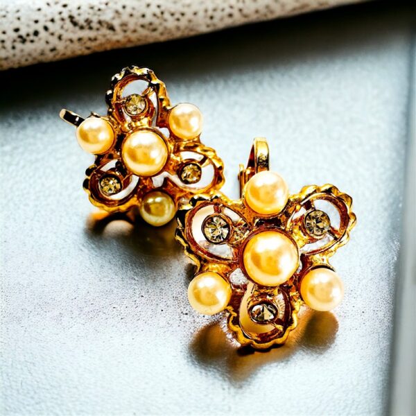 0905-Bông tai nữ-Faux pearl gold plated clip Earrings-Khá mới0