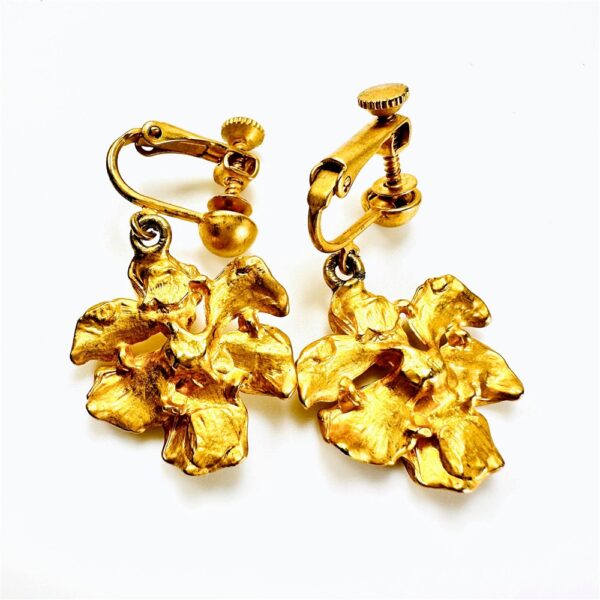 0892-Bông tai nữ-Hawaiian flower gold plated clip earrings-Khá mới2