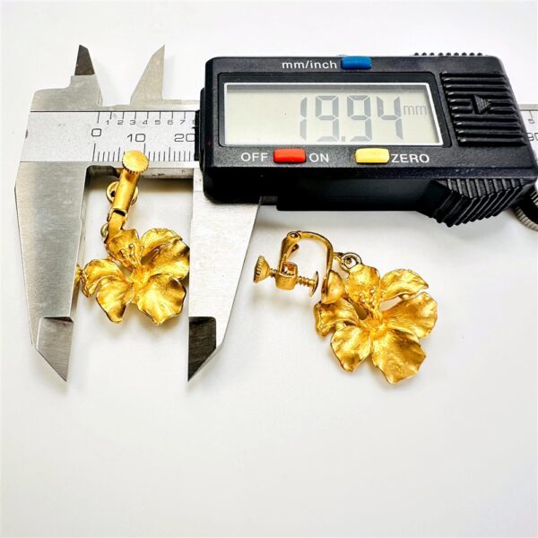 0892-Bông tai nữ-Hawaiian flower gold plated clip earrings-Khá mới3