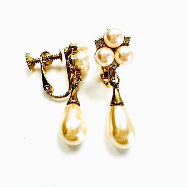 0989-Bông tai nữ-Gold plated & faux pearl clip earrings-Khá mới2