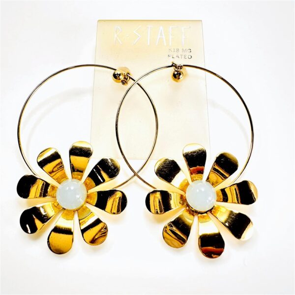 0925-Bông tai nữ-Flower Rhodium & Gold plated earrings-Chưa sử dụng5