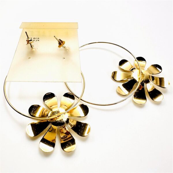 0925-Bông tai nữ-Flower Rhodium & Gold plated earrings-Chưa sử dụng9