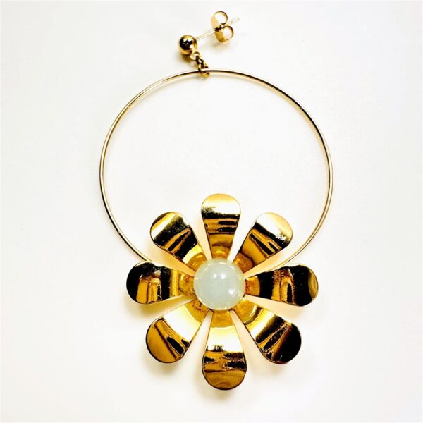 0925-Bông tai nữ-Flower Rhodium & Gold plated earrings-Chưa sử dụng1