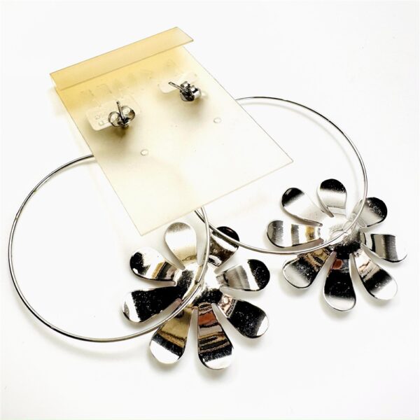 0925-Bông tai nữ-Flower Rhodium & Gold plated earrings-Chưa sử dụng11