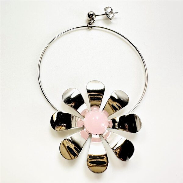 0925-Bông tai nữ-Flower Rhodium & Gold plated earrings-Chưa sử dụng3