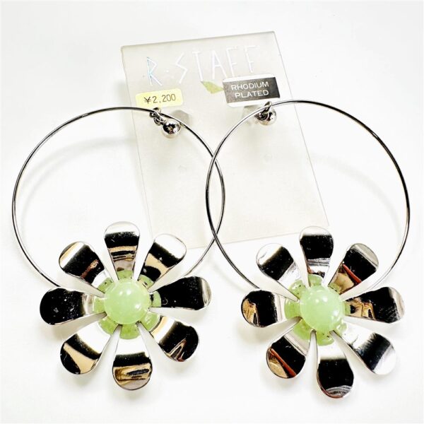 0925-Bông tai nữ-Flower Rhodium & Gold plated earrings-Chưa sử dụng8