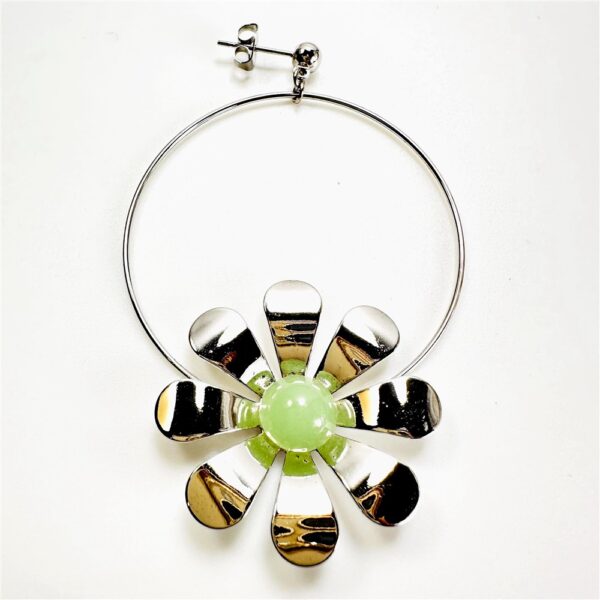 0925-Bông tai nữ-Flower Rhodium & Gold plated earrings-Chưa sử dụng4