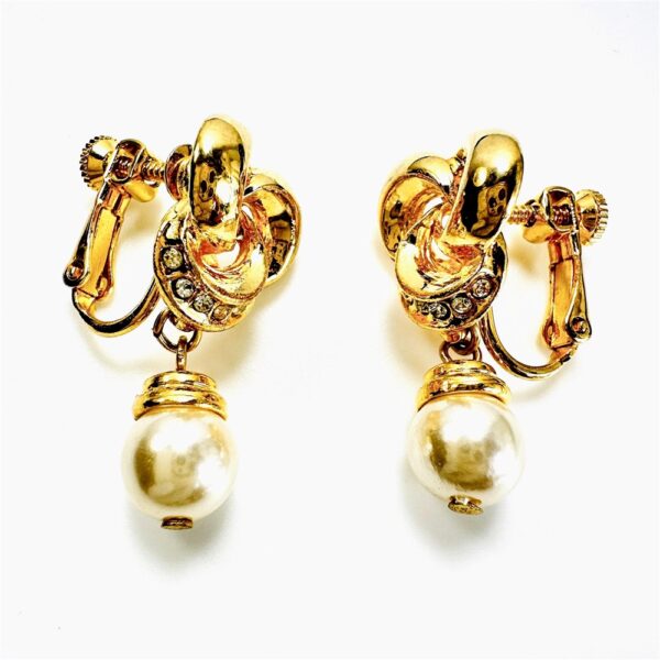0917-Bông tai nữ-Gold plated & faux pearl clip earrings-Khá mới1