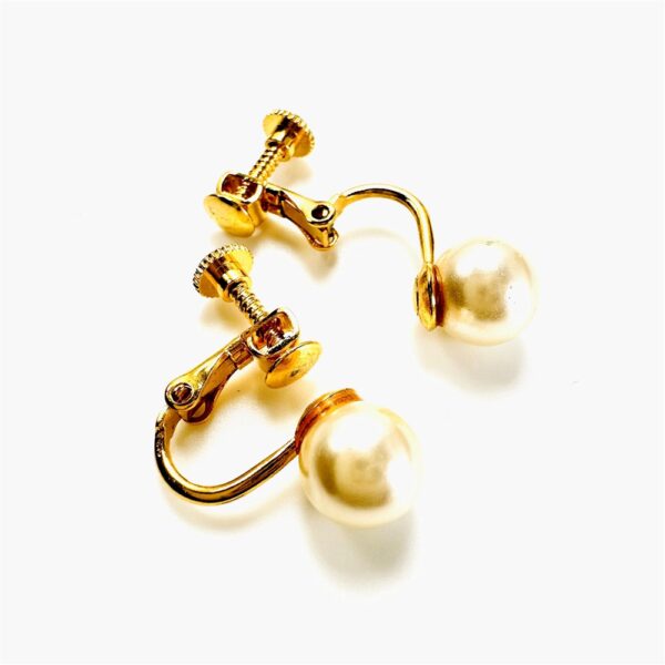 0916-Bông tai nữ-Gold plated and faux pearl clip on earrings-Như mới2