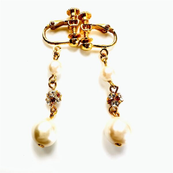 0896-Bông tai nữ-Gold plated and faux pearl clip earrings-Như mới1