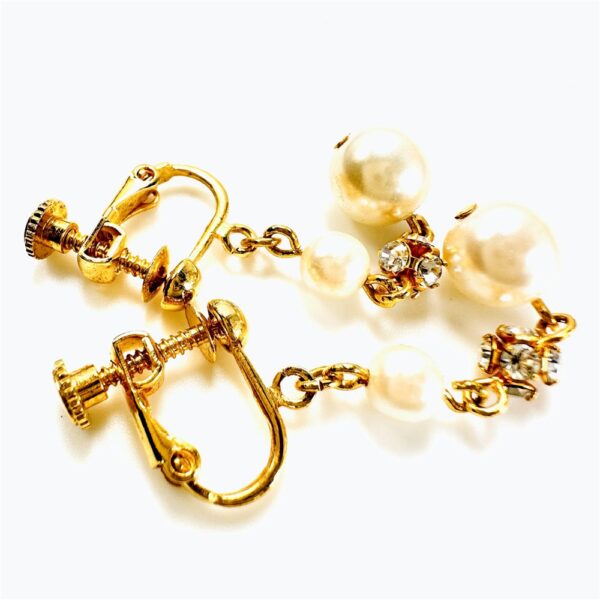 0896-Bông tai nữ-Gold plated and faux pearl clip earrings-Như mới2