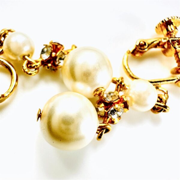 0896-Bông tai nữ-Gold plated and faux pearl clip earrings-Như mới3