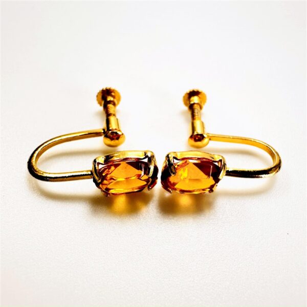 0915-Bông tai nữ-Citrine gemstone gold plated earrings-Khá mới2