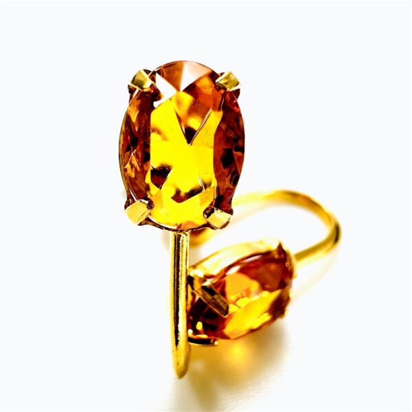 0915-Bông tai nữ-Citrine gemstone gold plated earrings-Khá mới1