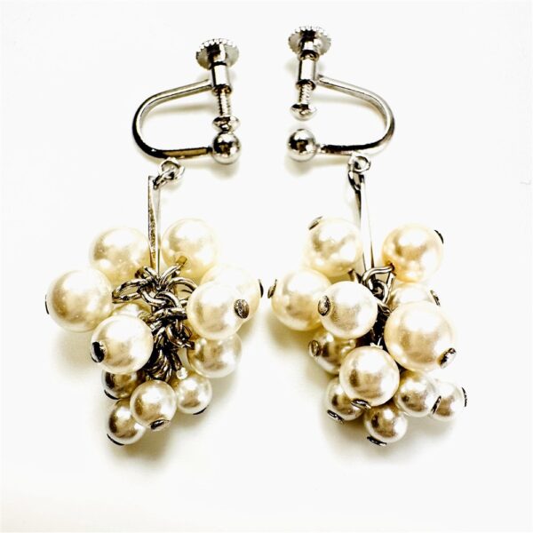 0913-Bông tai nữ-Silver plated and faux pearl clip earrings-Như mới1