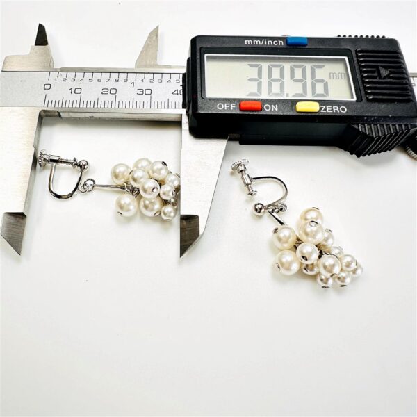0913-Bông tai nữ-Silver plated and faux pearl clip earrings-Như mới3