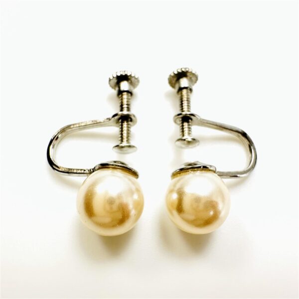 0920-Bông tai nữ-Faux pearl screw back studs earrings-Khá mới1