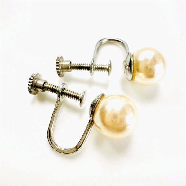 0920-Bông tai nữ-Faux pearl screw back studs earrings-Khá mới2